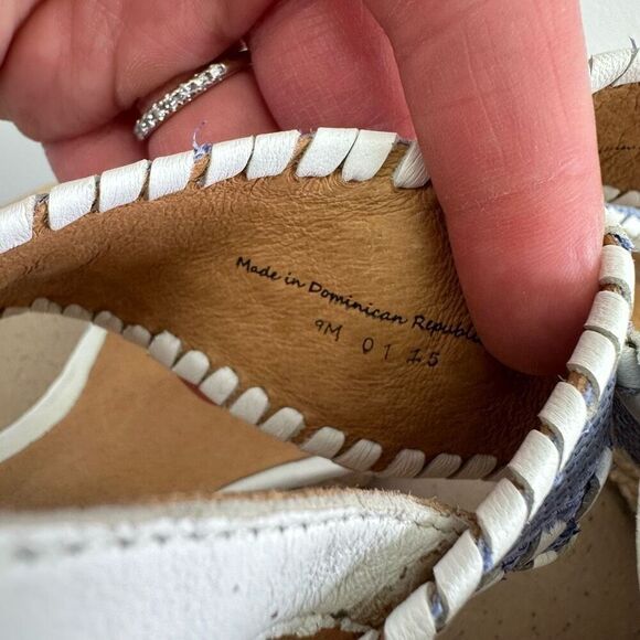 Jack Rogers Vanessa Blue and White Espadrille Wedge Open Toe Sandal - Picture 4 of 8